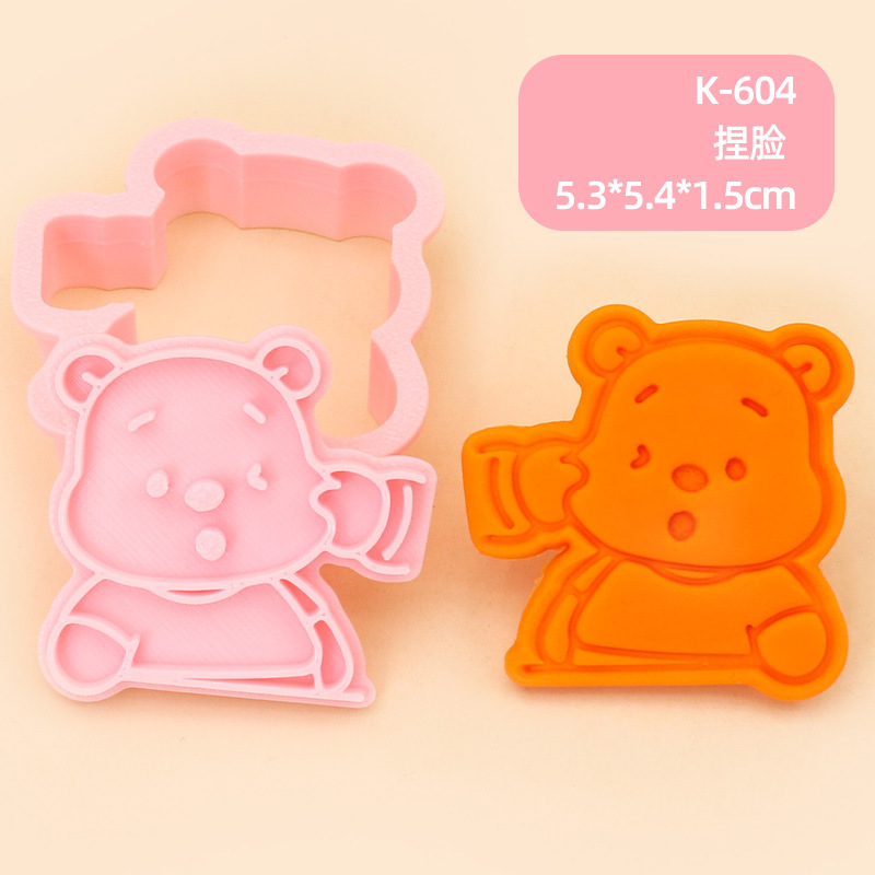 Molde para Galletas de Winnie the Pooh, Molde para Hornear de Fondant con Diseño 3D de Dibujos Animados, Molde para Decoración de Pasteles para Hacer en Casa