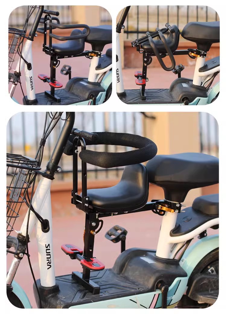 Battery car front child seat kids baby electric scooter seat front foldable quick release