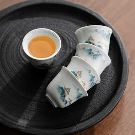 德化白瓷品茗杯功夫茶具陶瓷主人杯小茶杯家用会议礼品茶杯主人杯