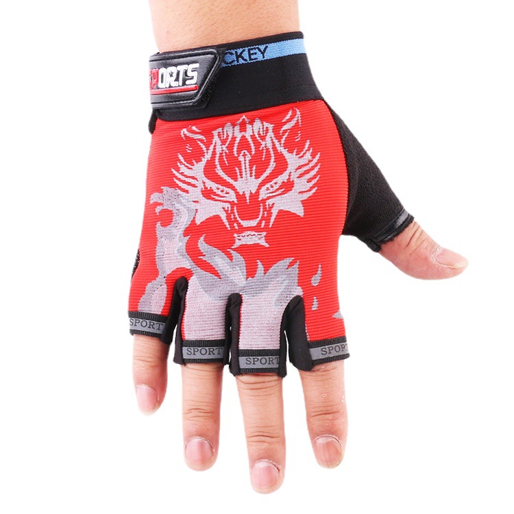 Hombres y mujeres fitness medio dedo guantes moda lobo cabeza delgada ciclismo deportes al aire libre ejercicio montañismo guantes