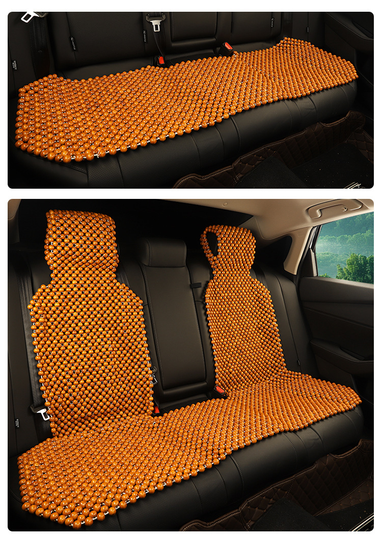 Cross-border Summer Car Cushion Wooden Bead Cool Mat Summer Cool Breathable and Ventilated Single Piece Summer Universal Bead Seat Cushion for Car