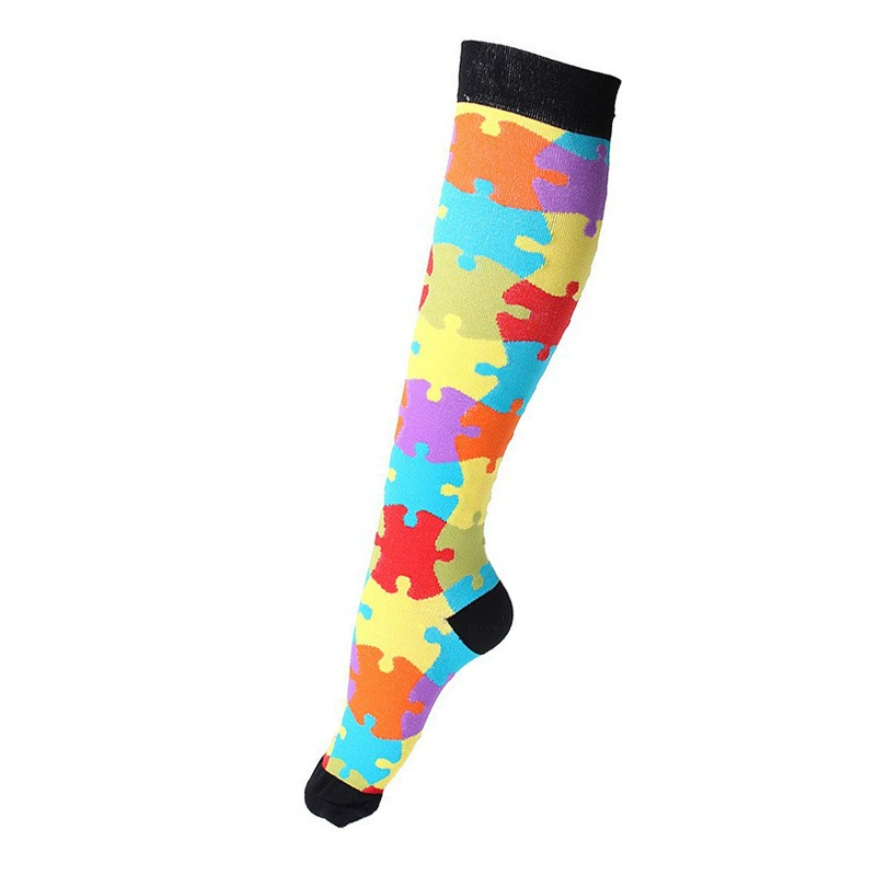 Compression Running Socks, Unisex Jacquard Knee-High Socks, Multiple Patterns, S/M & L/XL