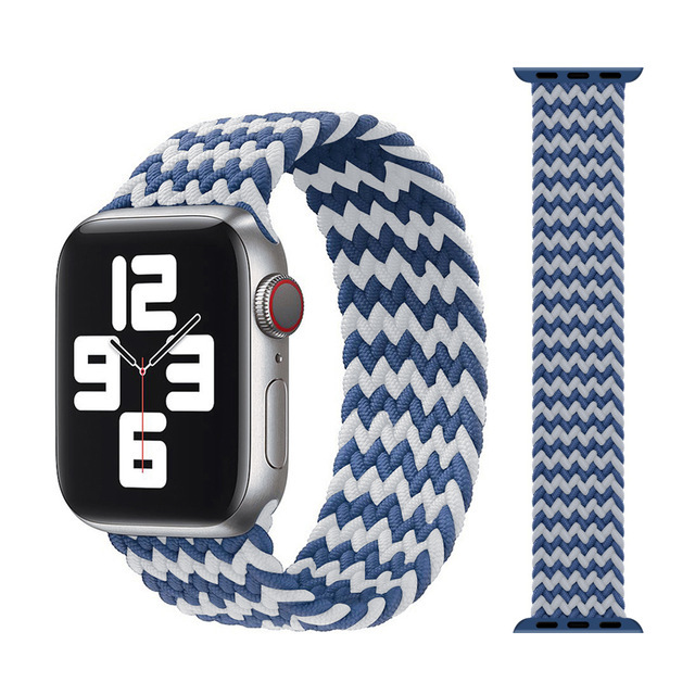 Applicable To Apple Apple WatchSE Elastic Nylon Woven Pattern Watch Wristband Iwatch7 6 All-in-one Single Lap