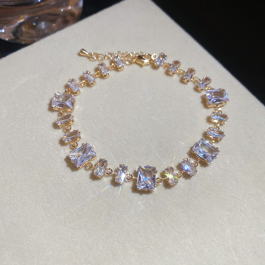 Pulsera de flores cuadrada geométrica de piedra de silicio lujosa pulsera de alta calidad temperamento exquisito personalidad joyas al por mayor