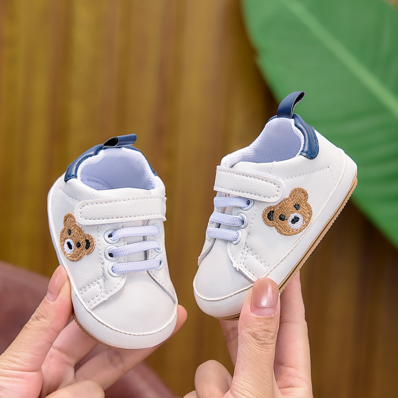Zapatos infantiles para bebés 0 - 1 años de primavera y otoño con suela suave antideslizante zapatos blancos pequeños 0 - 6 - 12 meses zapatos casuales para bebés image 8