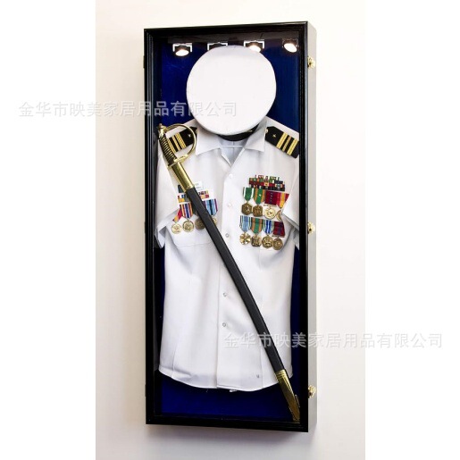 Cross-border Navy Uniform Saber Shadow Box Display Frame LED Spotlight Retired Military Uniform Hat Medal Commemorative Box