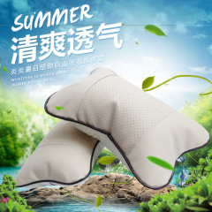 汽車頭枕車載PU皮骨頭枕四季可用頸枕車內用品車家兩用丹尼皮頭枕