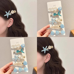 ヒトデ貝のヘアピンセット、新しいワンラインカモノハシクリップ、甘い女の子のヘアピン、サイドクリップ、屋台販売
