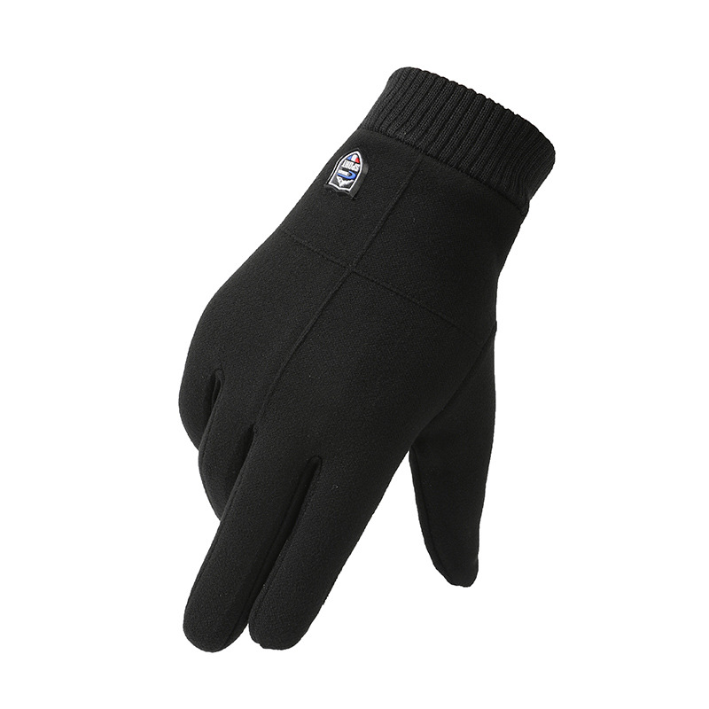 Guantes térmicos de otoño e invierno para hombres al aire libre deportes coche eléctrico a prueba de viento conejo terciopelo dedo completo forrado de lana guantes de pantalla táctil
