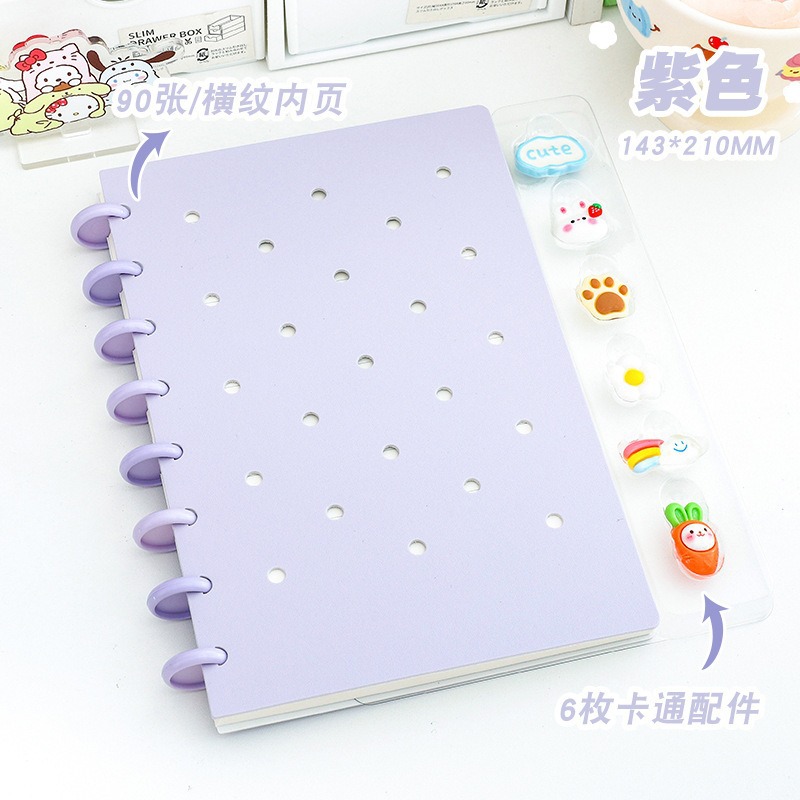A5 agujero de botón de hongos en stock DIY reemplazable página interior cuadernos personalizados de estudiantes de clase al por mayor image 10