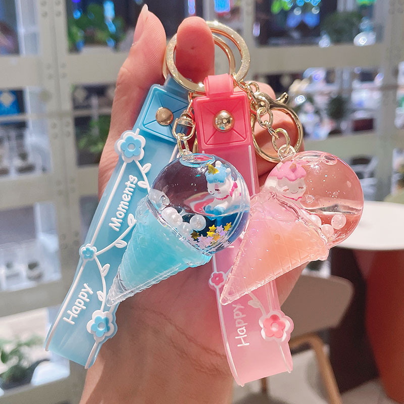 Portachiavi con sabbia liquida per l'anno del cavallo del gelato 2026, per donne, carino, creativo, zaino, borsa squisita_voghion.com