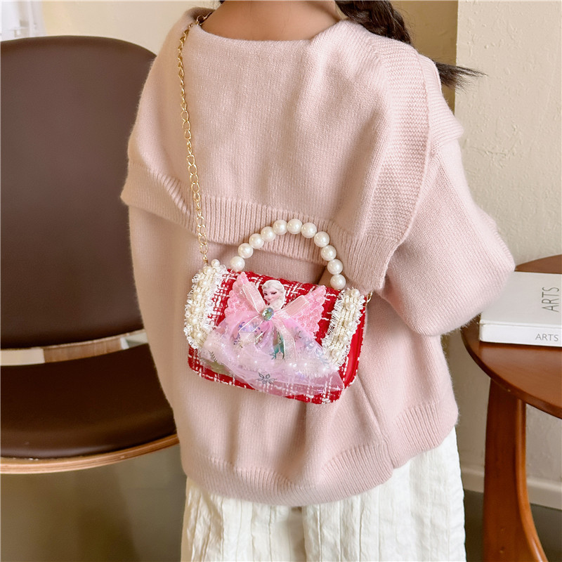 Bolsa de Año Nuevo, bolsas de Año Nuevo rojas de chicas, bolsas de accesorios de mano de perlas princesas