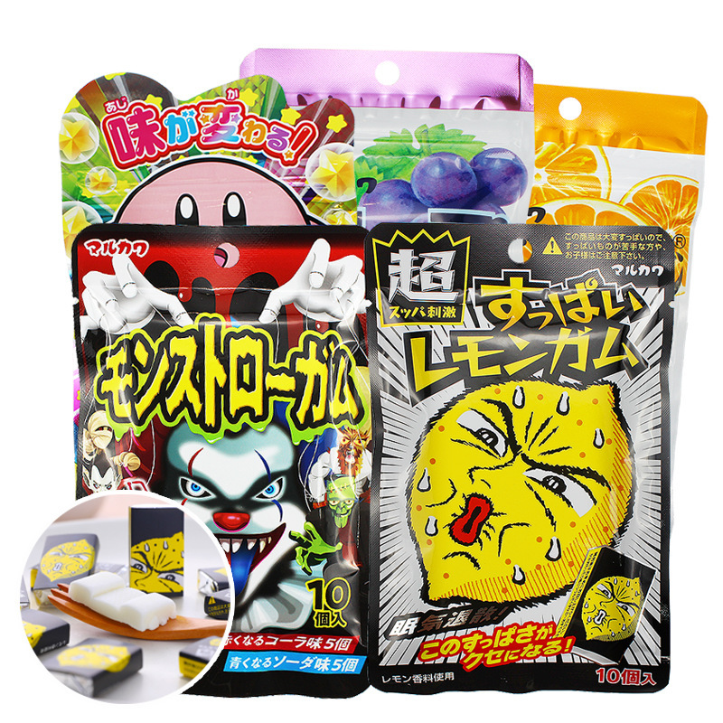 Japanese Imported Snack MARUKAWA Marukawa Super Acid Lemon Chewing Gum Sour Bubble Gum 48g Bag