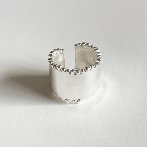 Korean version 925 sterling silver geometric minimalist ring women's design ins polka dot wide smooth ring