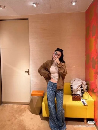 25 Nanyou Lujia Full-Print Flared Jeans for Men and Women, New Autumn Style, Japanese Straight-Leg Slightly Flared Classic Drape Luxury Style