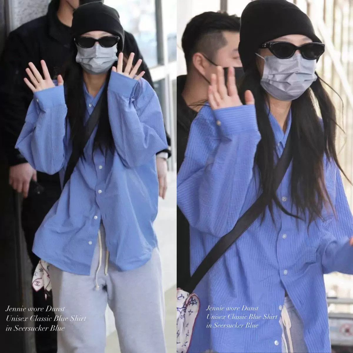 现货2025秋季新款韩国东大门d*nst jennie同款宽松纯色褶皱衬衫女