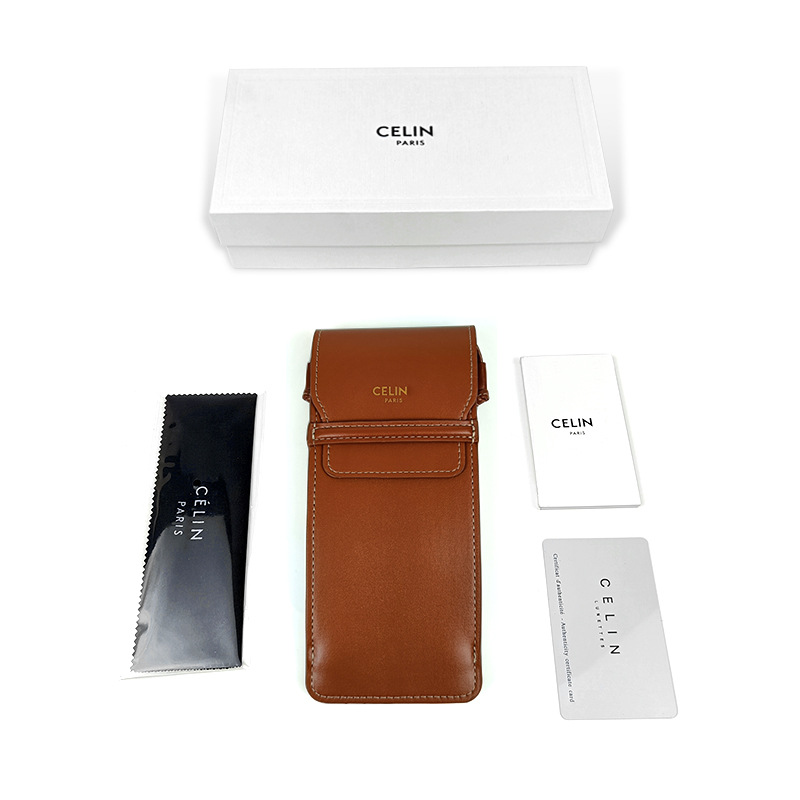 Sunglasses Arc de Triomphe Glasses Case CEL Glasses Case Fashionable White Soft Simple Anti-drop Pressure-resistant Glasses Leather Case