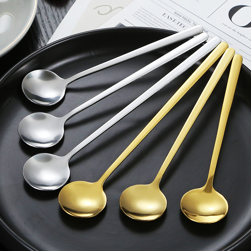 Taza pequeña redonda de acero inoxidable estilo coreano para remover café, con diseño de nido de pájaro y cuchara._voghion.com