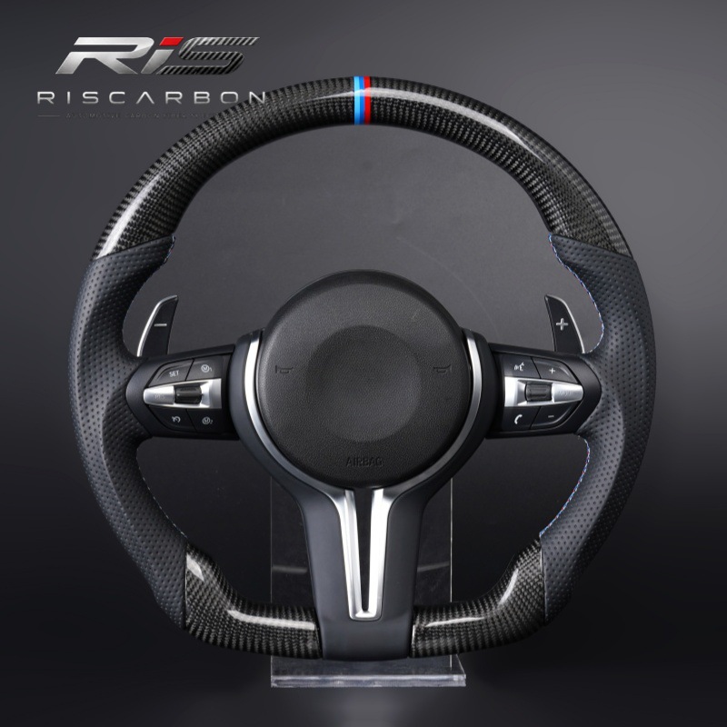 Carbon fiber M logo flat-bottom steering wheel compatible with BMW F30F10F11F15F16F20F25F18M3M5
