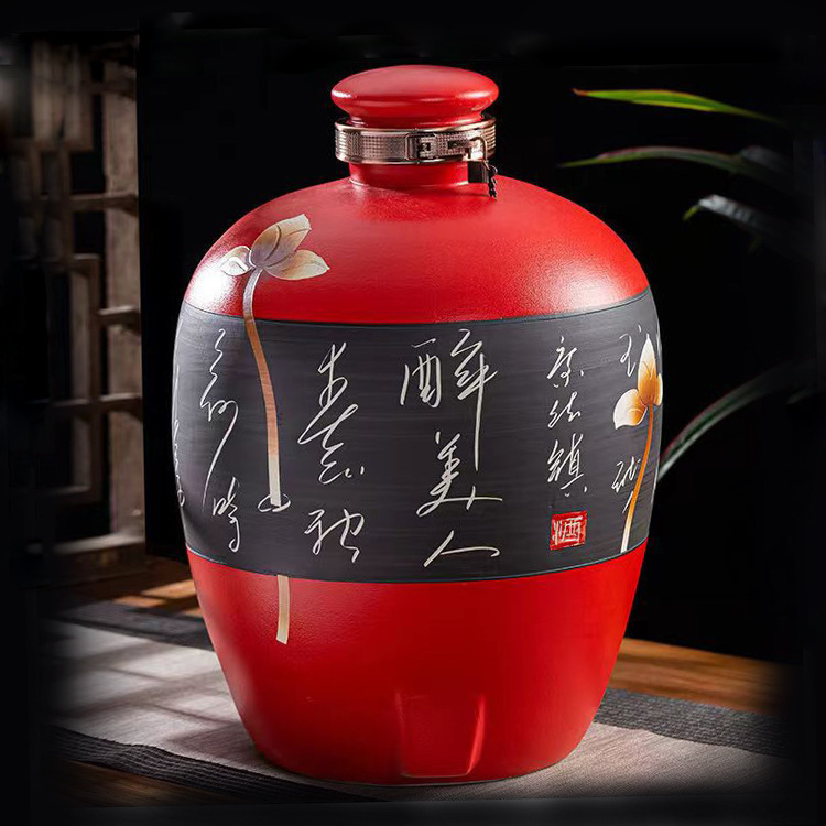 景徳鎮は陶磁器の酒壇を手作業で彫刻して30斤の50斤を入れて酔っ払い美人の家庭用密封の貯蔵瓶の空白の酒壺を詰めます。|undefined