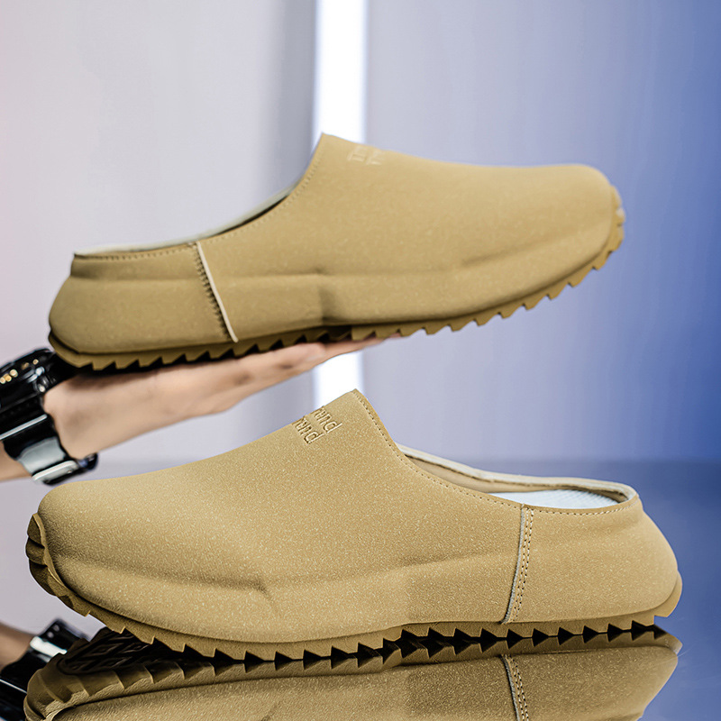 Ropa exterior 2025 nuevo estilo primavera y verano perezoso de un pie zapatos Muller de suela blanda zapatos Birkenstock medias zapatillas Baotou zapatos de hombre