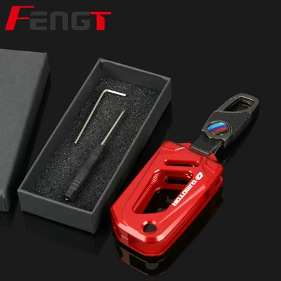 Key Cover, Zhui 600 Aluminum – Motorcycle Key - red-key-cover-titanium-color-buckle