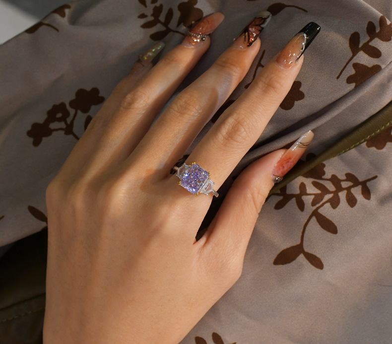 Fashion Geometric Sterling Silver Inlay Zircon Rings 1 Piece