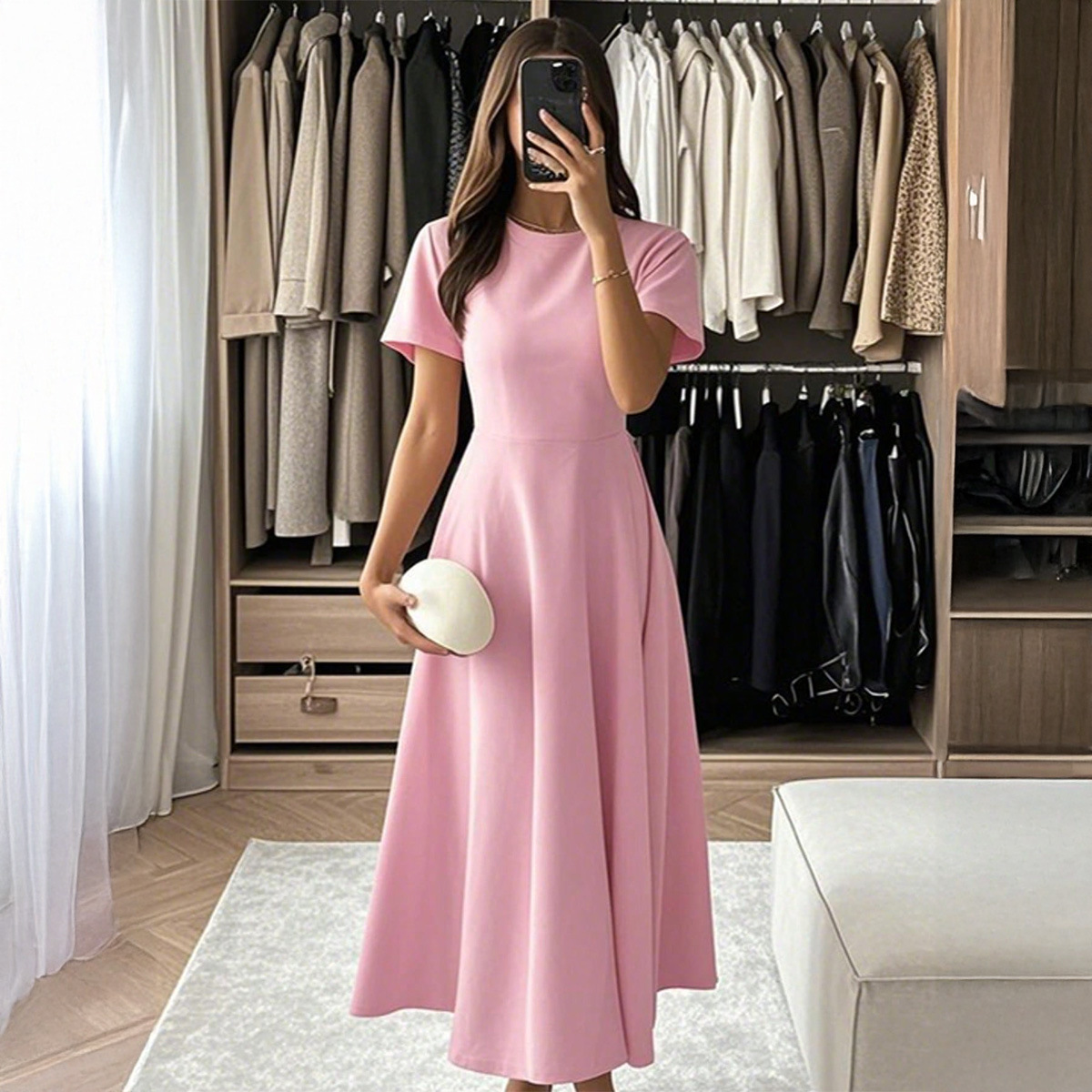 Women's Elegant Short-Sleeve Maxi Dress
