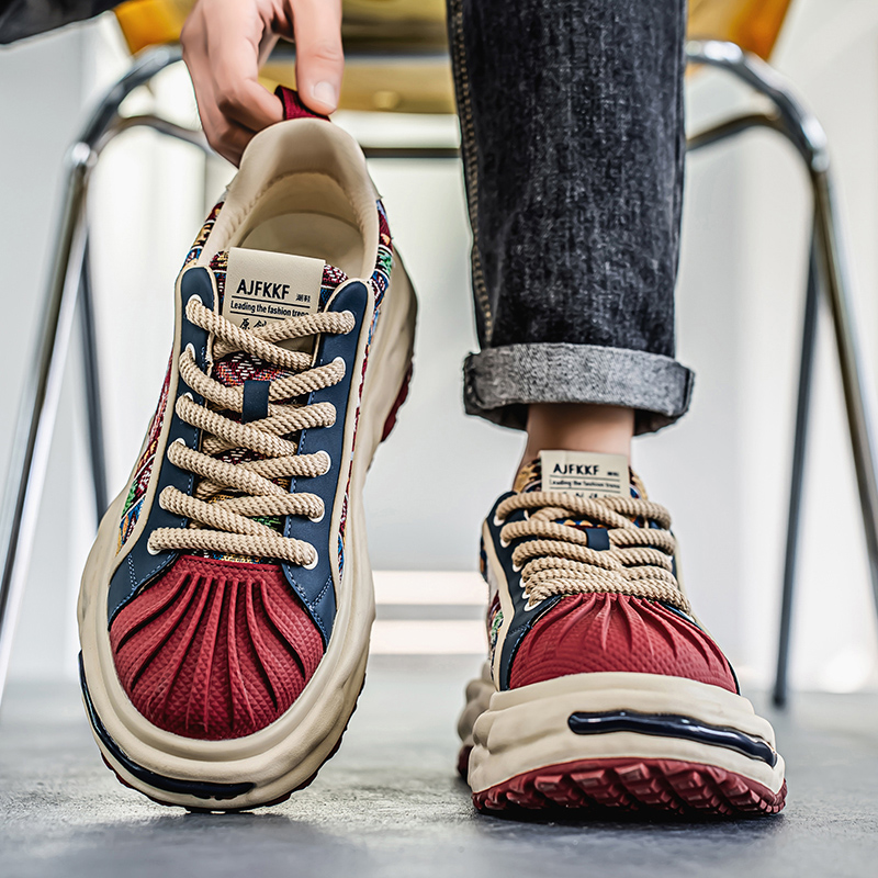 Trendy Men's Shoes 2025 New Spring Red Zodiac Year Shell Toe Sneakers National Trend Thick-Soled Casual Trendy Shoes