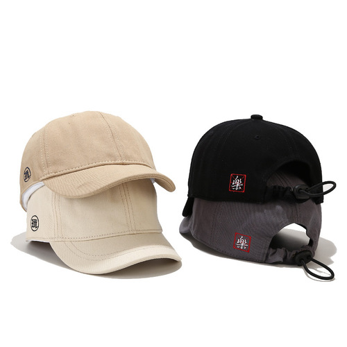 New versatile spring and autumn embroidery text fashion unisex duckbill hat with adjustable sunshade, pure color women's baseball hat