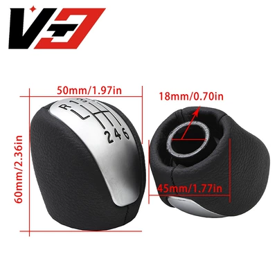 Cross-Border Suitable for Renault Laguna Mk3 Car Gear Head Handle Shift Handball Black Pu Leather Accessories (Cab and accessories) - matte-surface