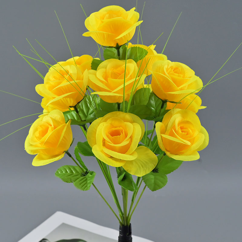 Fábrica de pantalla de fotos al por mayor imitación de 12 jardines de rosa jardín paisajismo decoración del hogar adornos imitación flores falsas flores ramo