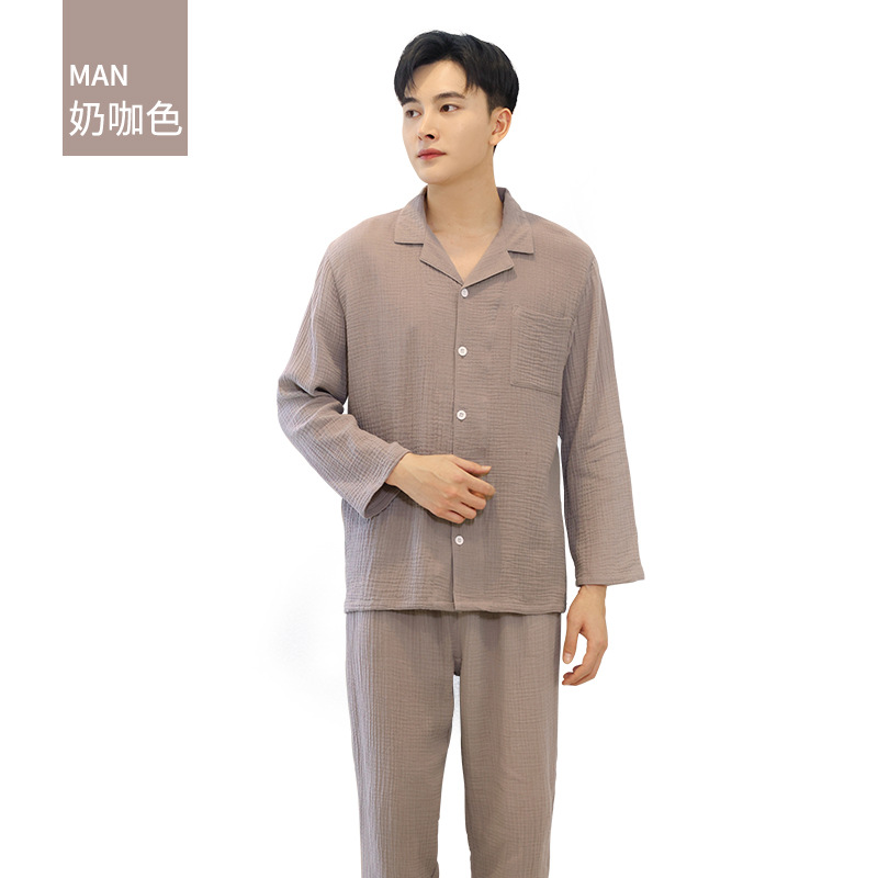 Pijamas de algodón de manga larga de las mujeres de primavera y otoño 2022 nueva de dos piezas larga suelta pareja casual ropa para el hogar