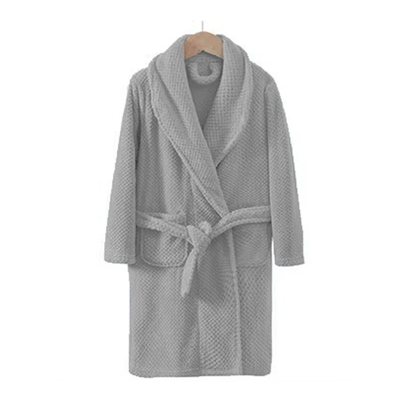 Children's long coral velvet bathrobe for boys
