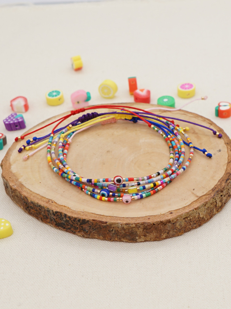 ethnic style lucky eye rice bead woven colorful beaded small braceletpicture2