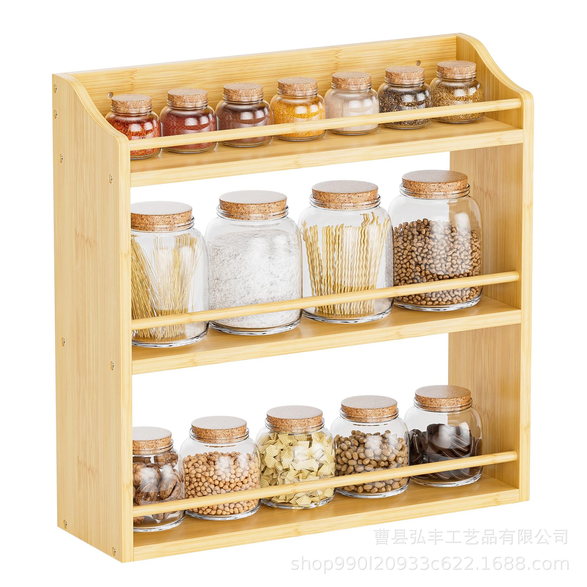 Cross-border bamboo spice storage rack kitchen multi-layer desktop…