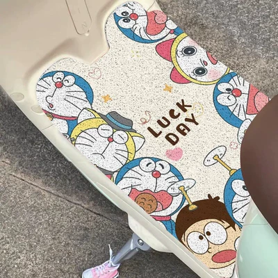 cutting foot pad, Electric vehicle foot mat - cute-doraemon-width-50xlength-70cm