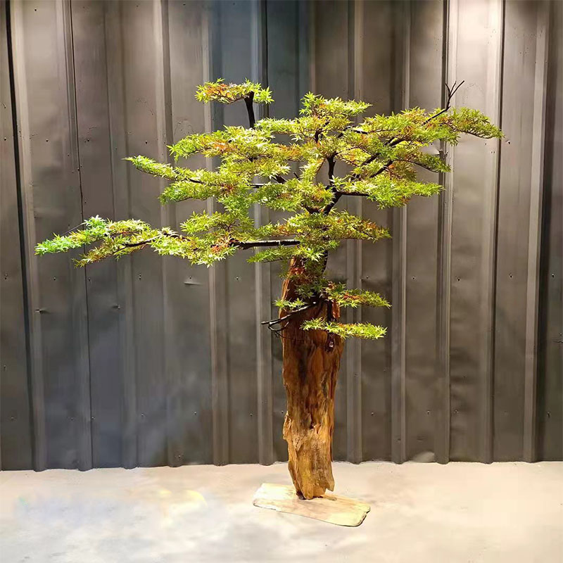 新中式仿真绿枫叶假树室内造景别墅展厅商场酒店大型盆景摆件