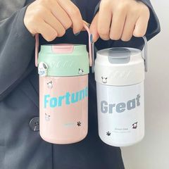 新款保溫杯女學生高顏值大容量316不鏽鋼吸管杯兒童便攜隨行杯子