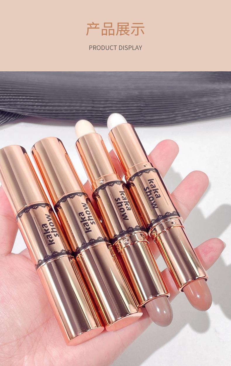kakashow Two-color Highlighter Contouring Stick, brightening Highlighter Stick, Double-headed natural waterproof concealer makeup wholesale undefined