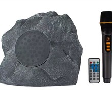 新款太阳能蓝牙音箱户外仿真石头防水室外30W低音炮K歌无线麦克风