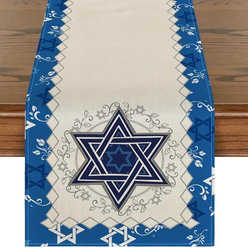Transfronterizo nuevo Hanukkah camino de mesa de lino impreso mantel hogar Decoración sofá fiesta Festival atmósfera Decoración