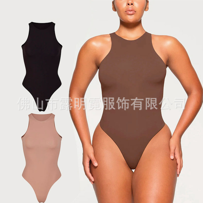 Cross-Border Best-Selling Double-Layer High-Elastic Slim-Fit Sleeveless Thong Bodysuit, Soft and Comfortable Round-Neck Yoga Shapewear Jumpsuit Cross-Border Best-Selling Double-Layer High-Elastic Slim-Fit Sleeveless Thong Bodysuit, Soft and Comfortable Round-Neck Yoga Shapewear Jumpsuit