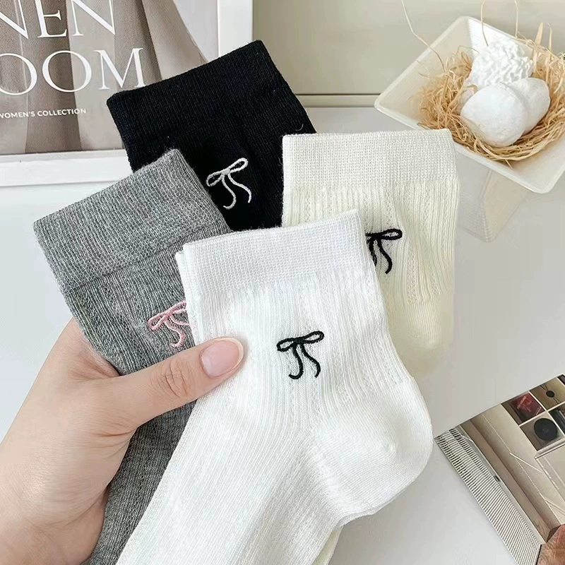 Summer thin cute brand socks with bow, internet celebrity