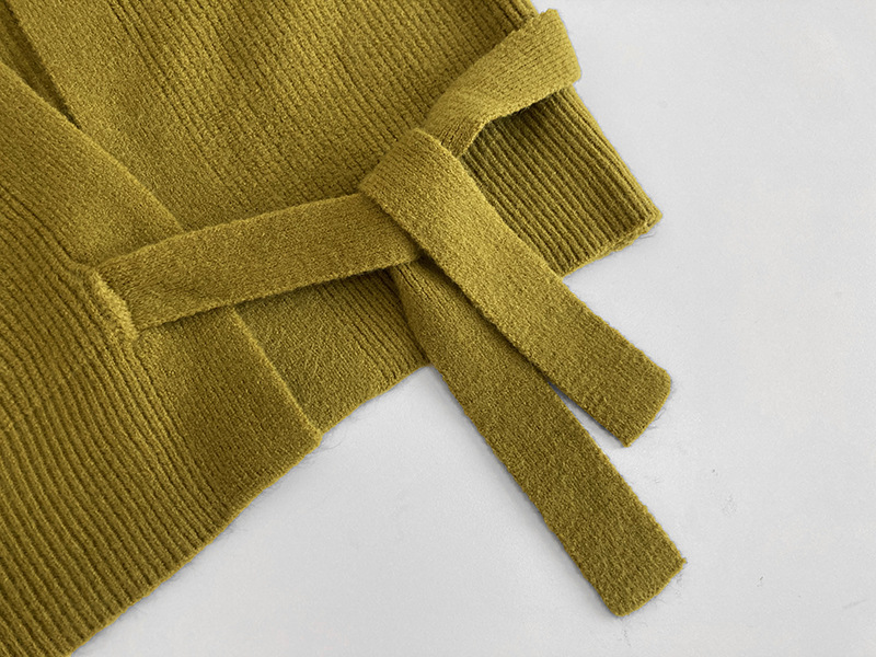 早秋高级感针织外套 新款优雅宽松系带纯色上衣小众v领毛衣开衫潮