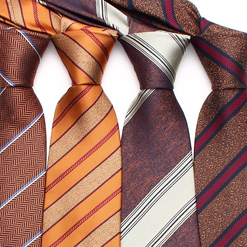 Herrslips knuten affärsstil brun polyester moderiktig slips_voghion.com