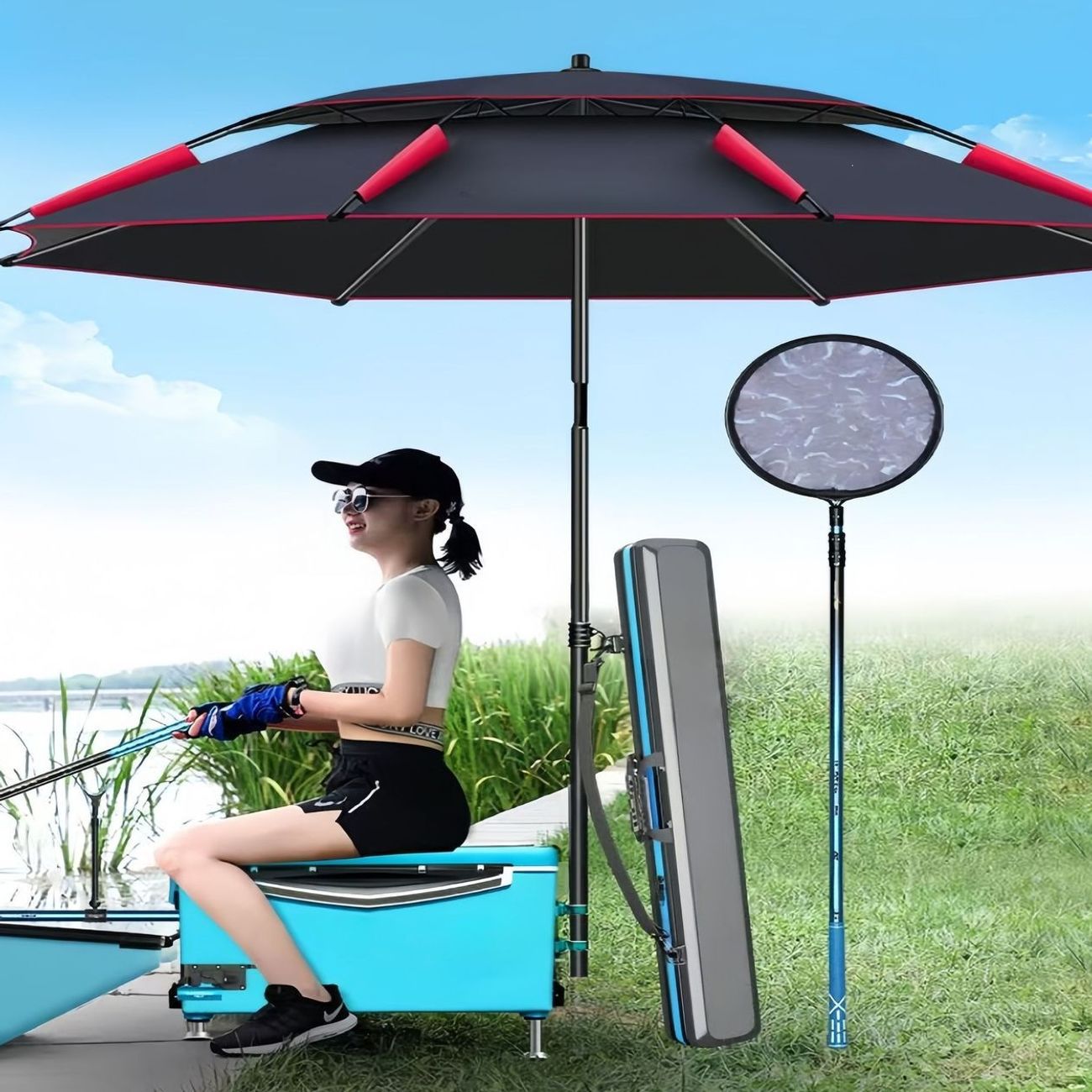 Fishing umbrella, outdoor special fishing box large umbrella, 2026 new model, sun protection, stall setup, beach sunshade umbrella, fishing umbrella