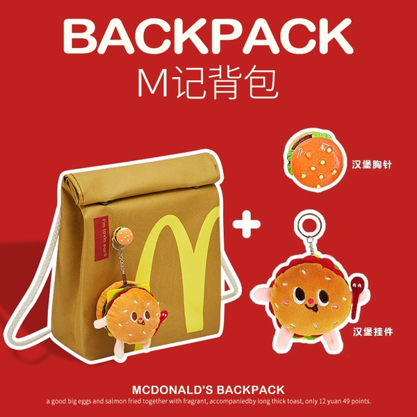 Backpack, bag, pendant, brooch, postcard