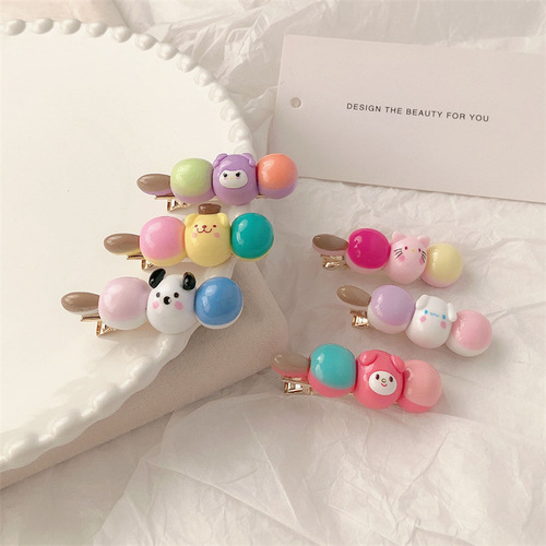 Cute cartoon candied haws hairpin girl side bangs broken hairpin duckbill clip forehead small clip headdress hairpin