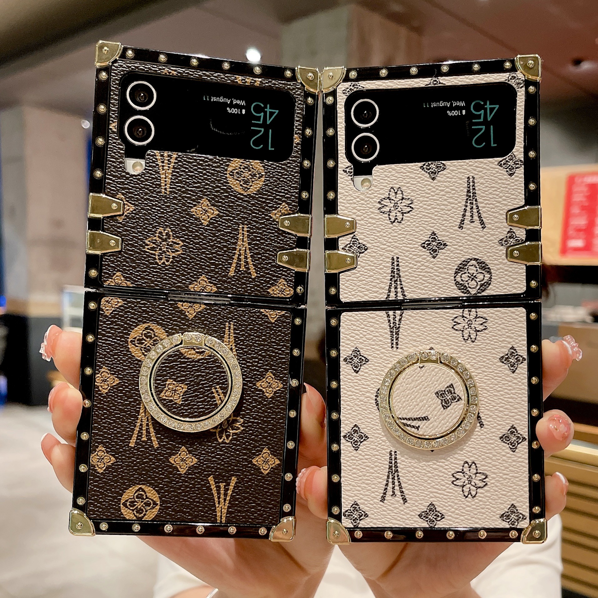 Leather Ring Case For Samsung Galaxy Z Flip 5 Foldable Protective_voghion.com